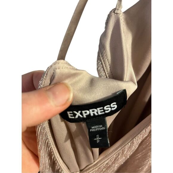 Express Dress Formal Slip Shimmer V Neck Double Plunging Great Condition size sm - Picture 5 of 7